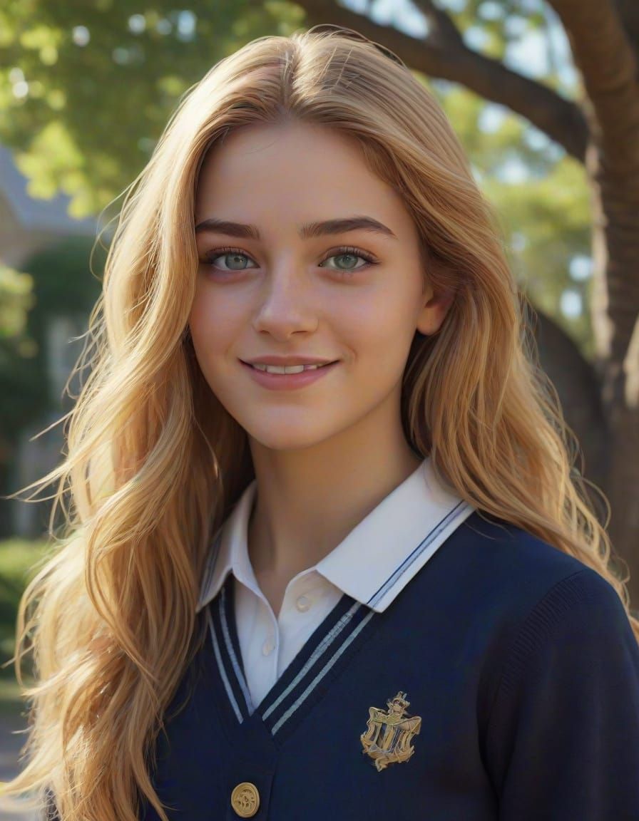 Ethereal Catholic Schoolgirl in Enchanted Forest