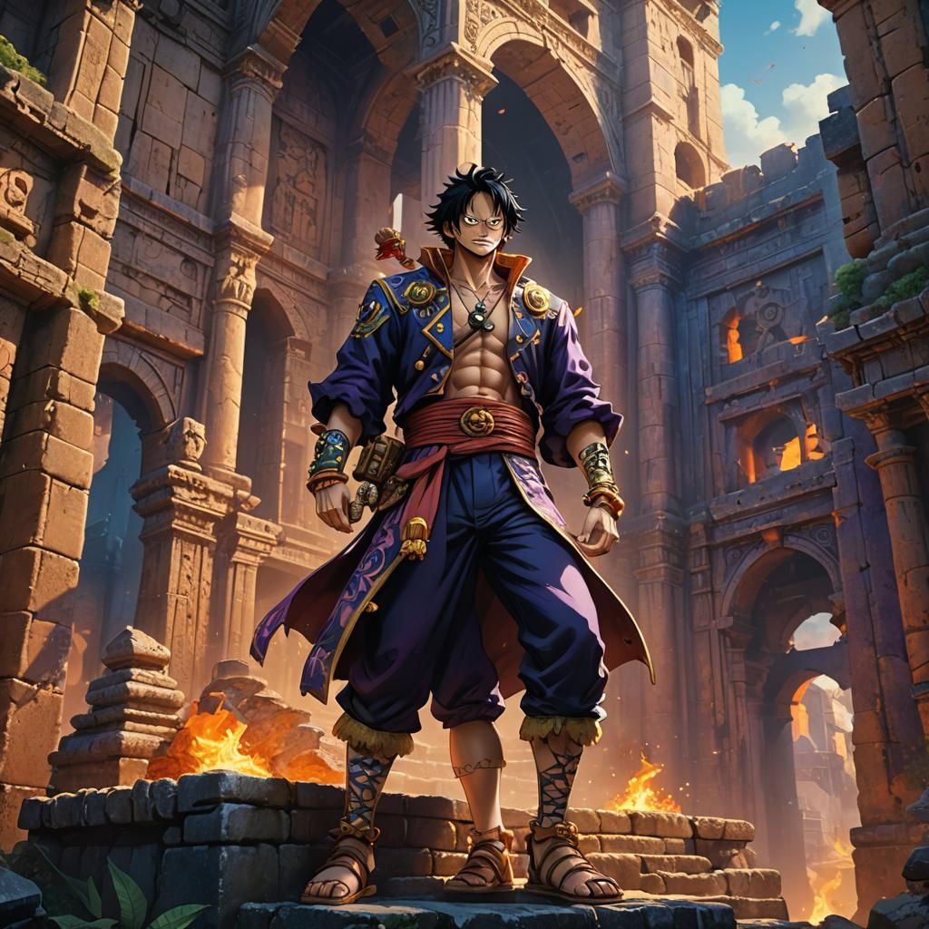 Ace from One Piece in Mystical Ruins