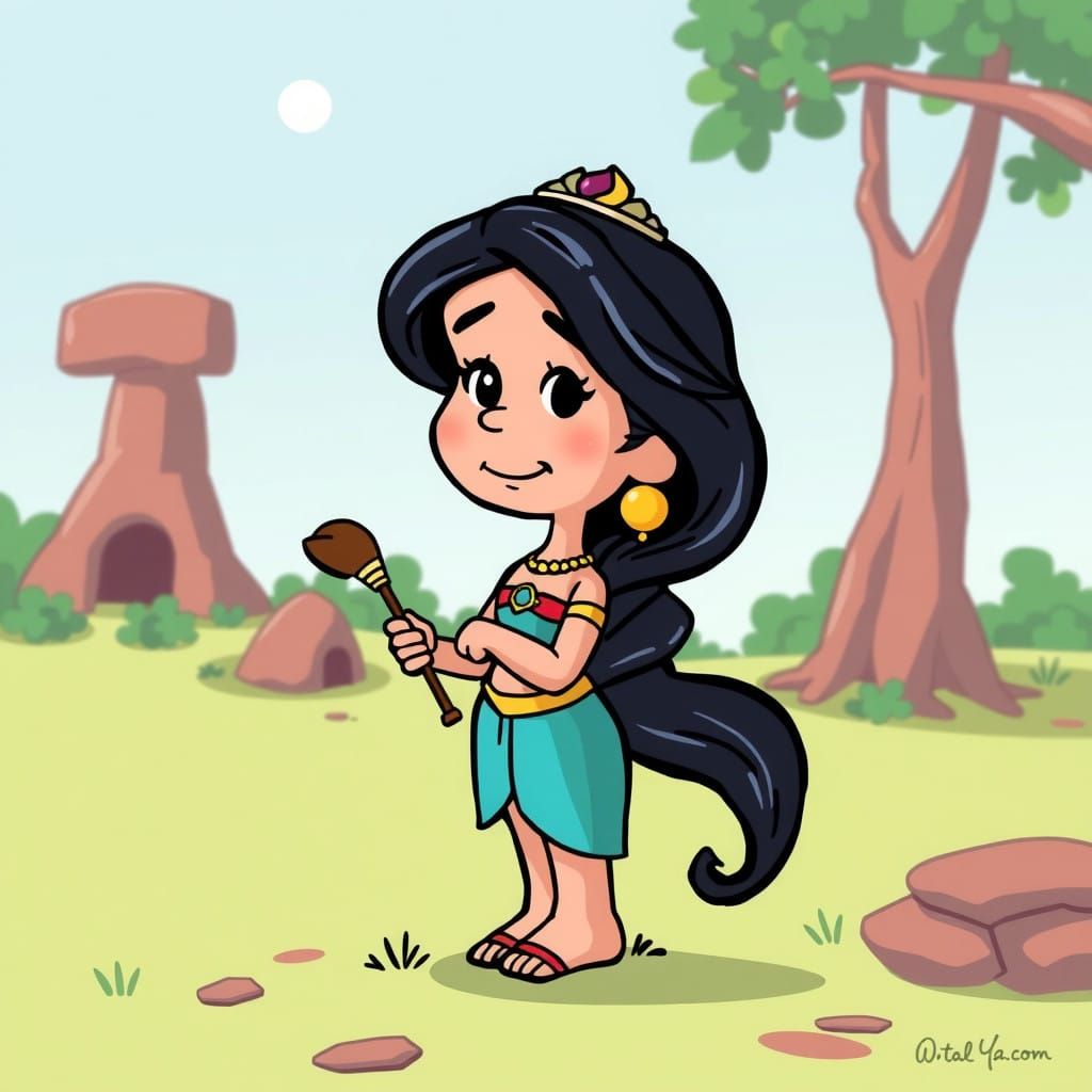 Princess Jasmine in Peanuts Style Anime Art