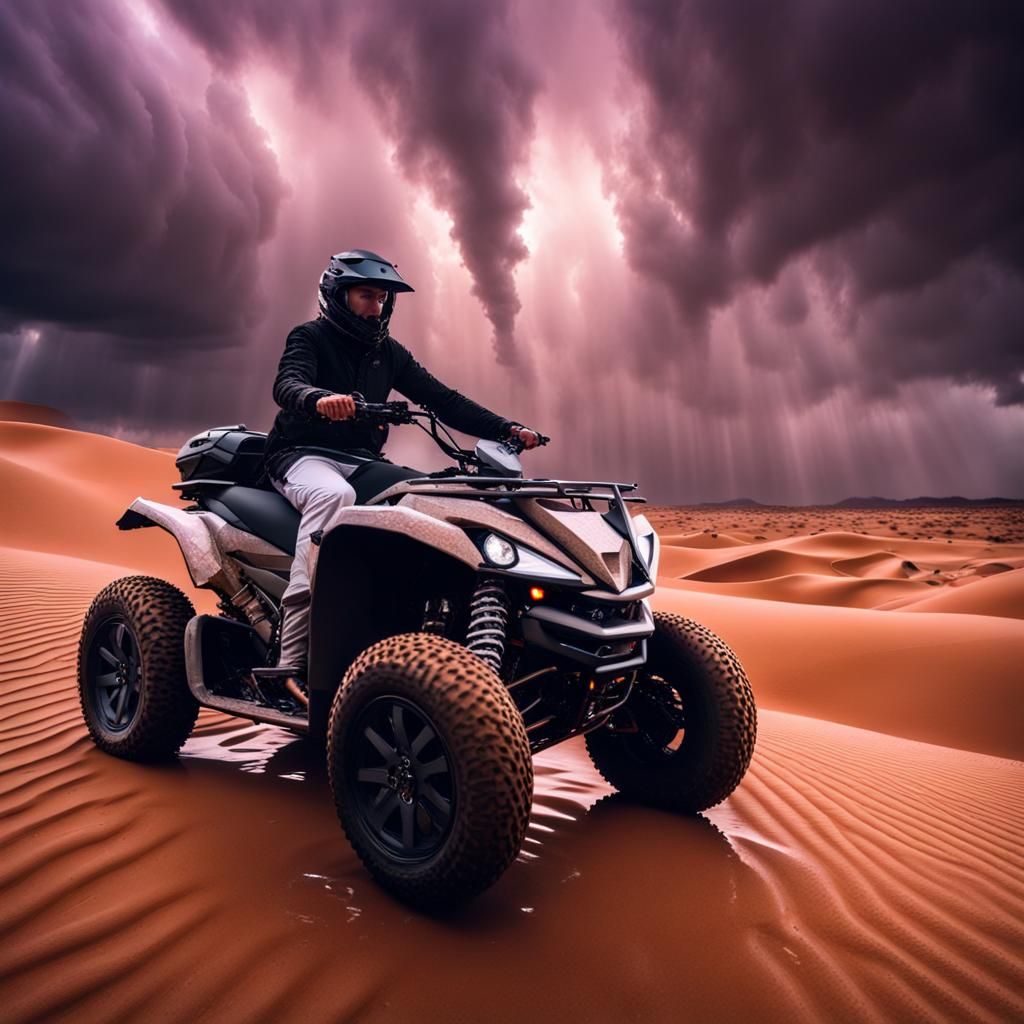 Holographic ATVs Race Across Magical Desert