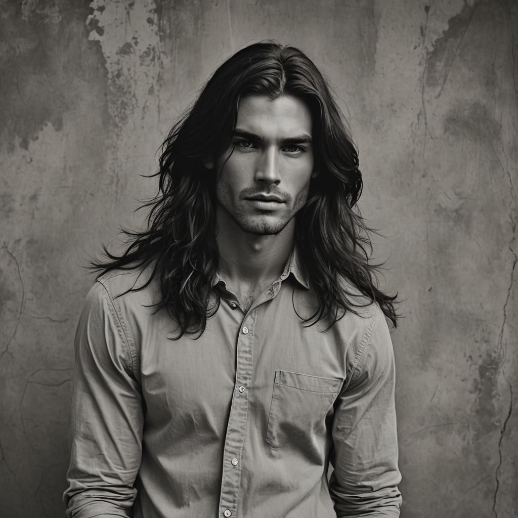 Artistic Portrait of a Man with Long Hair