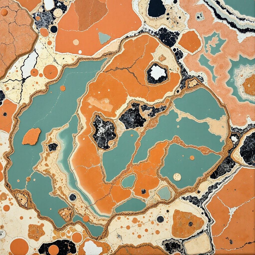 Abyssal Coral Jasper in Ultraminimal Impasto Cubism
