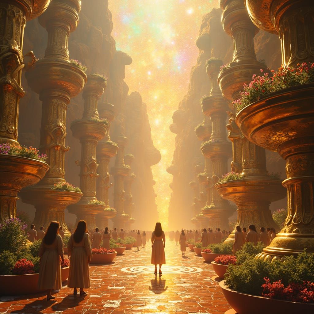 Radiant Metropolis of Gold and Crystal in Matte Painting