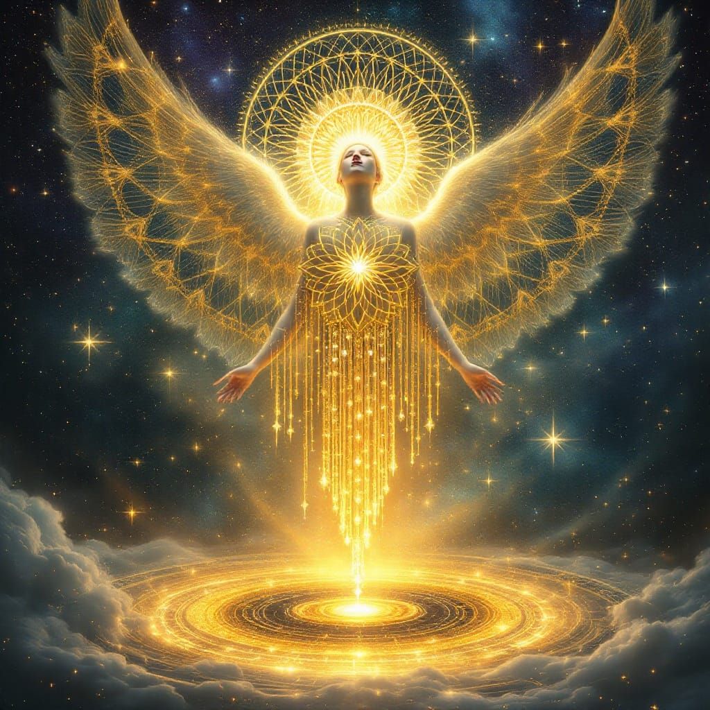 Ethereal Angelic Being in Hyperrealistic Celestial Art