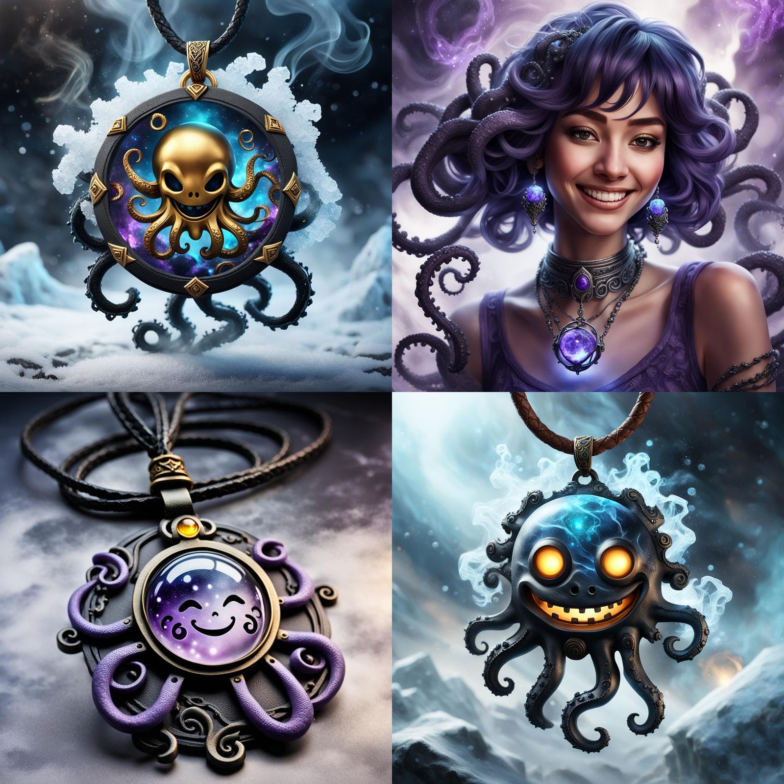 Galaxy Stone Amulet with Smoky Face in Dark Fantasy Style