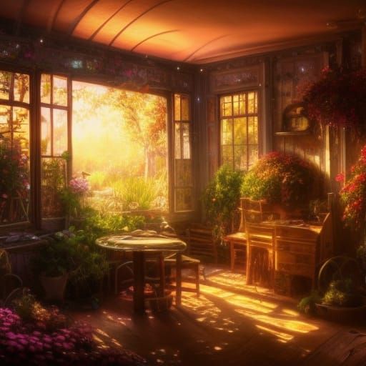 Inviting Summer Garden in Solarpunk Style