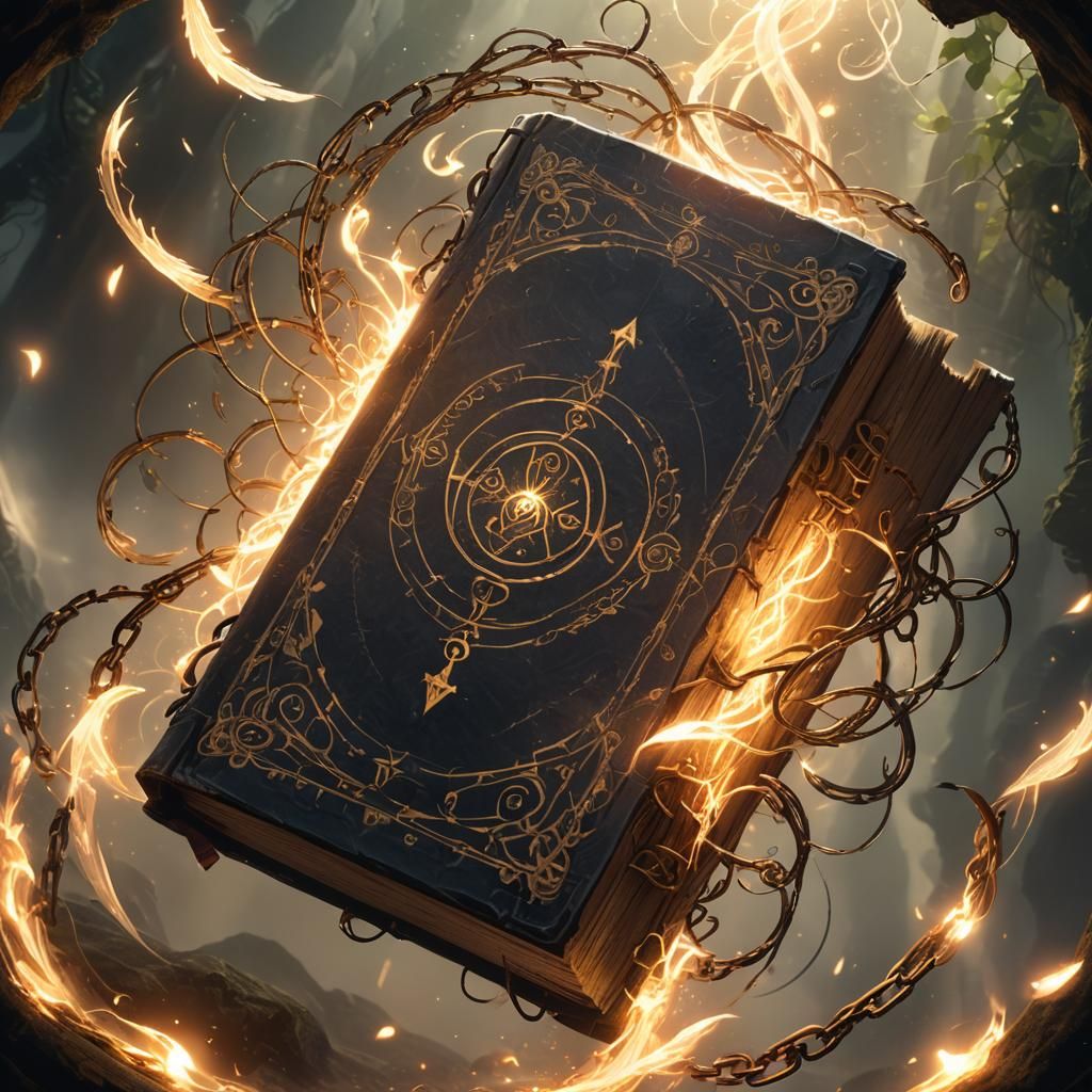 Floating Ancient Spell Tome with Magical Glow