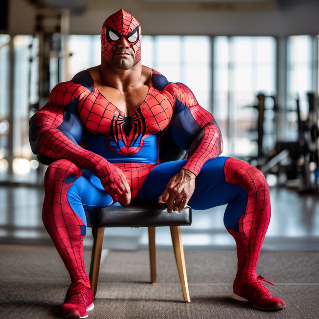 Spider-Man Masked Bodybuilder in Muscular Pose