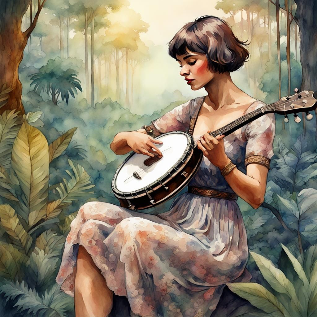 Girl playing banjo