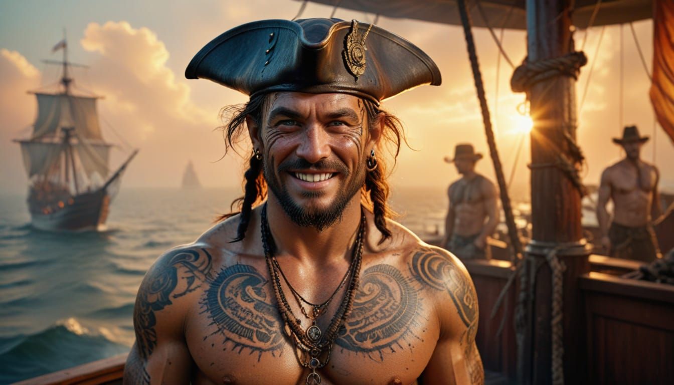 Barbarian Pirate Portrait in Vivid Digital Art