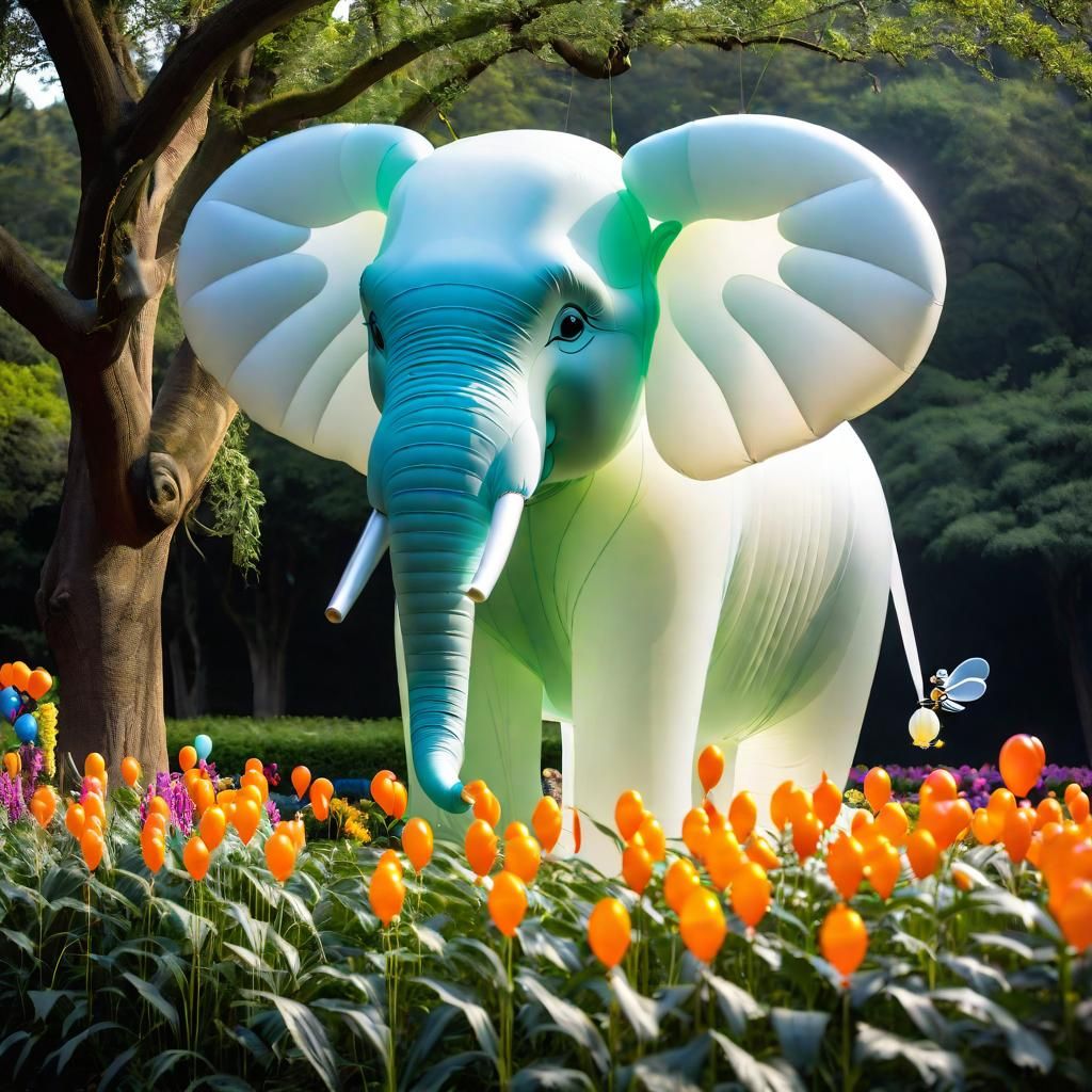 Majestic Elephant Balloon in a Whimsical Landscape