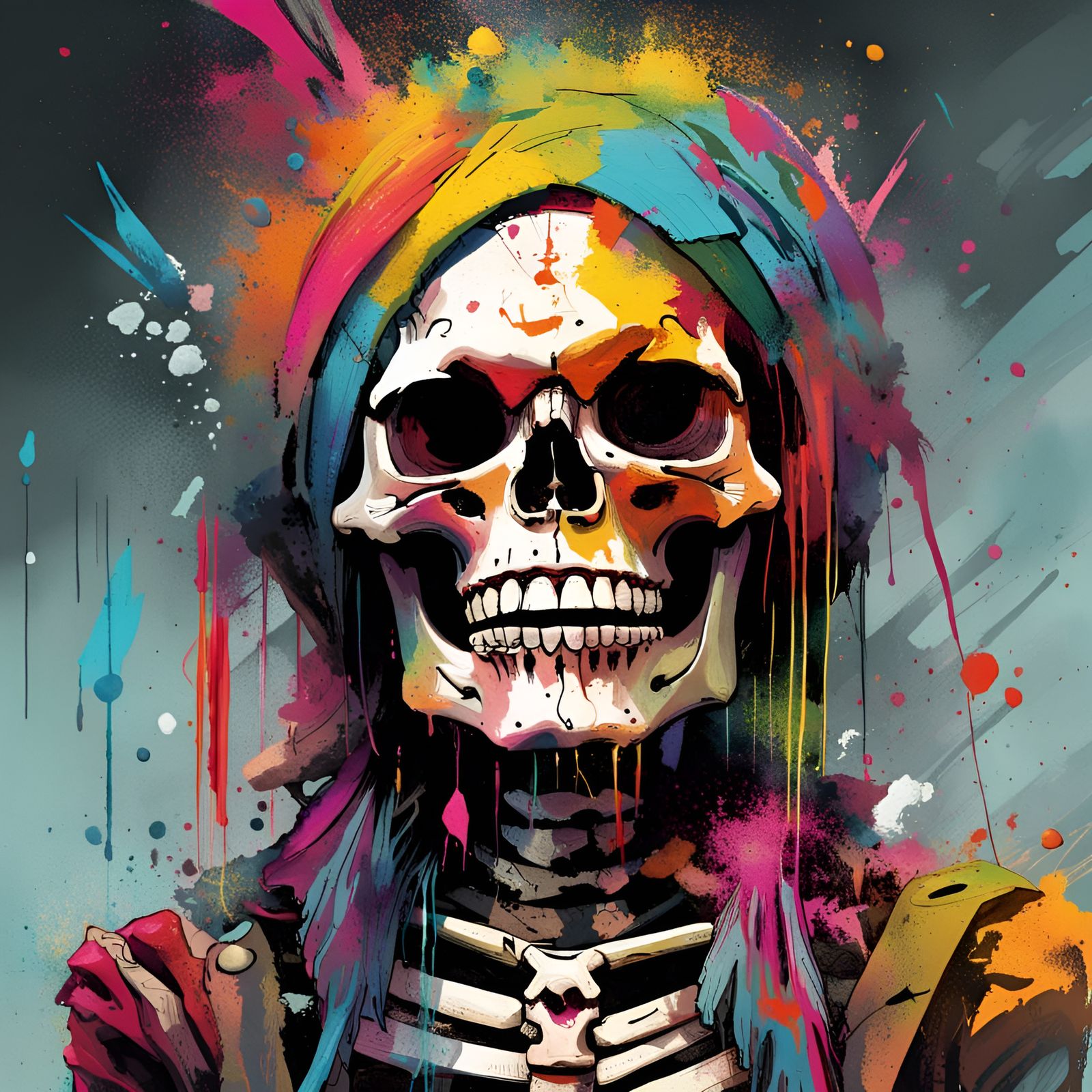 Joyful Skeleton in Norse Garments: Splash Art