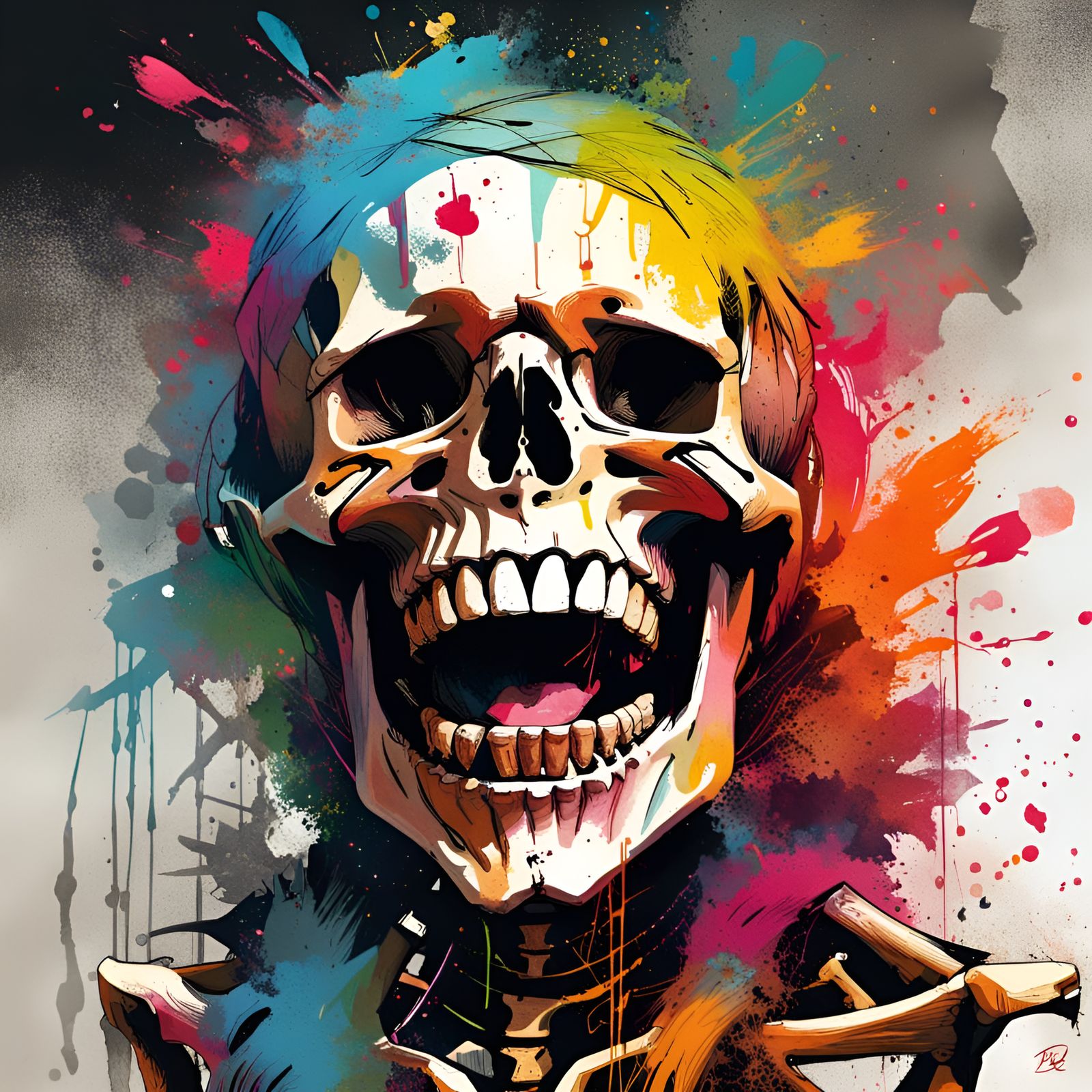 Joyful Skeleton in Norse Garments: Splash Art