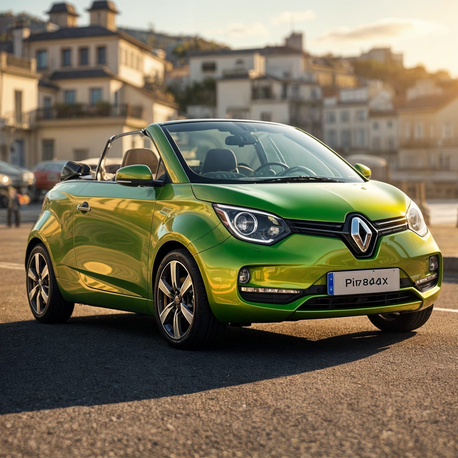 Green Renault 5 Electric Convertible Car
