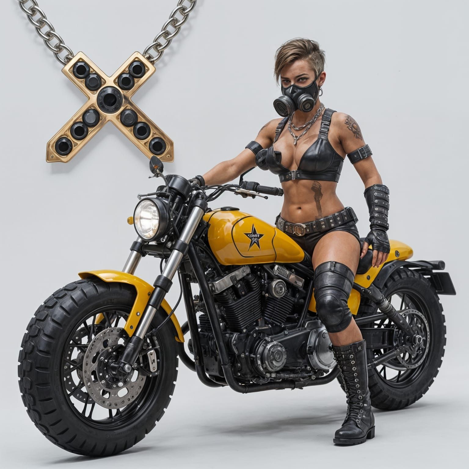 Cyberpunk Road Warrior on Motorcycle