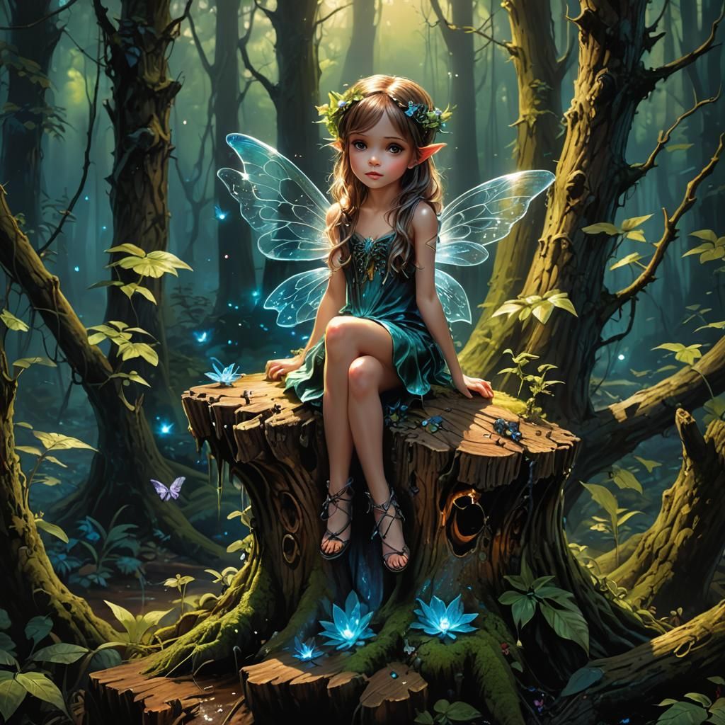 Adorable fairy in a forest