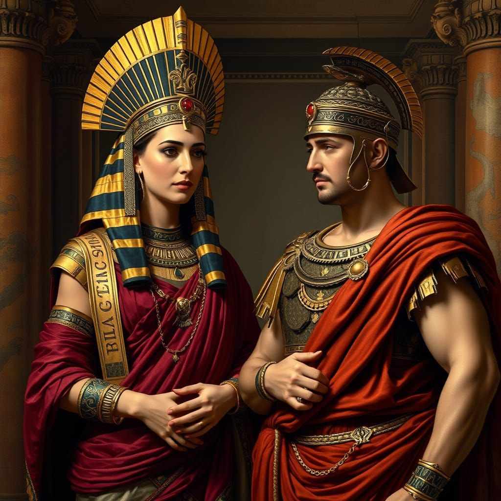 Egyptian Queen Cleopatra VII Meets Roman Emperor Julius Caes...