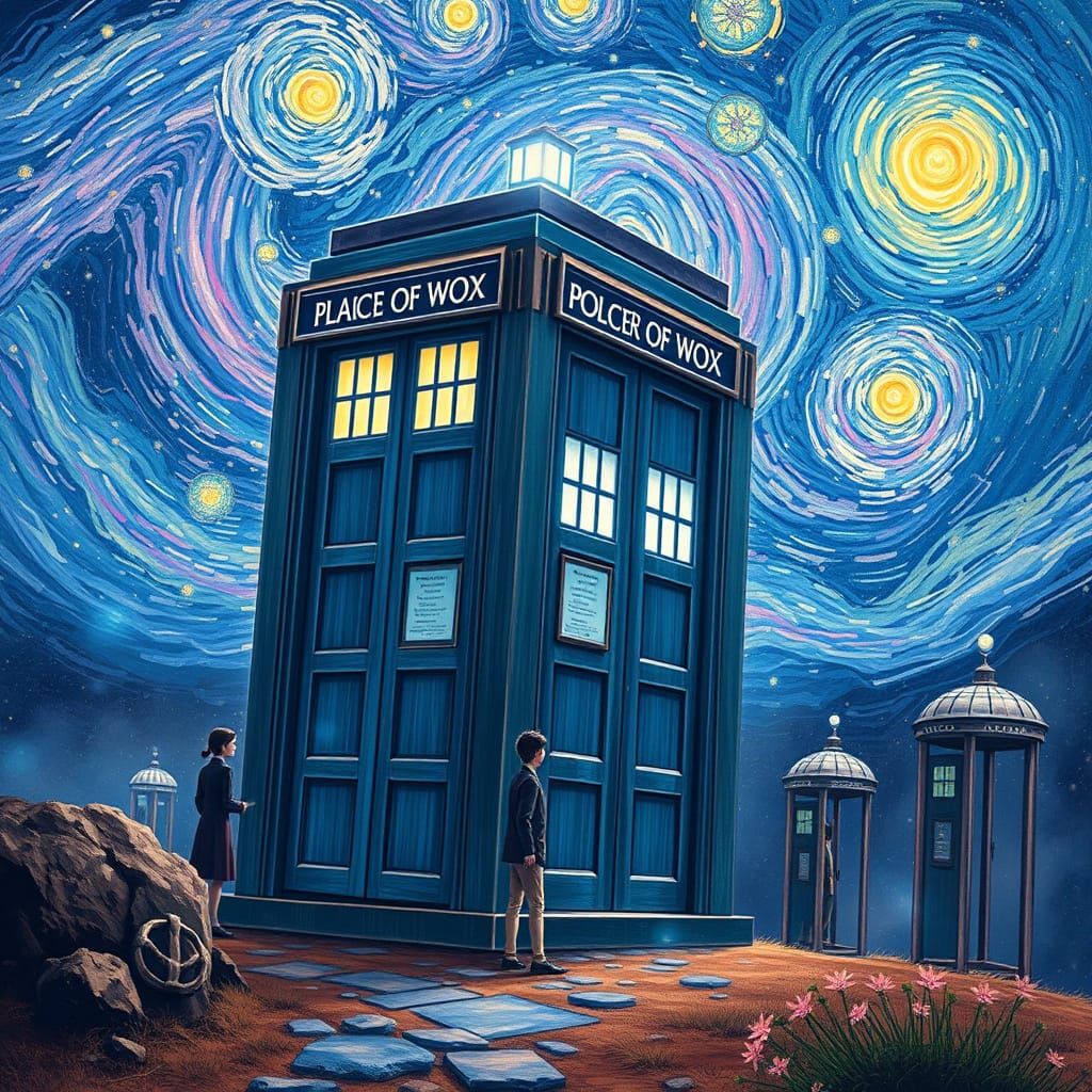 Tardis in Cyberpunk Anime Style, Digital Art