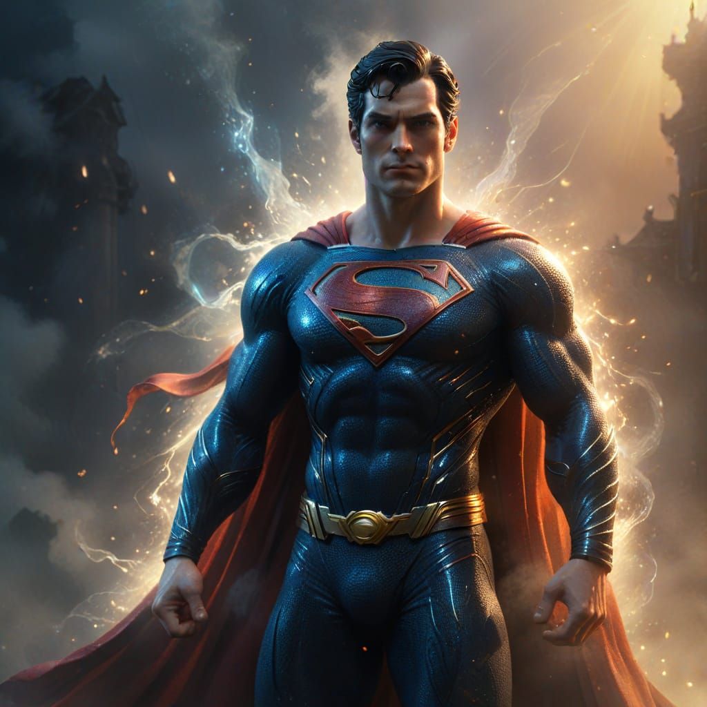 Superman Figure in Ethereal Fantasy Art