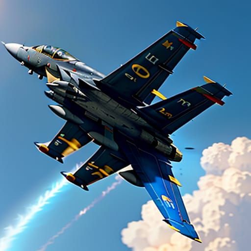 Anime Harrier Jet in Flight at Golden Hour