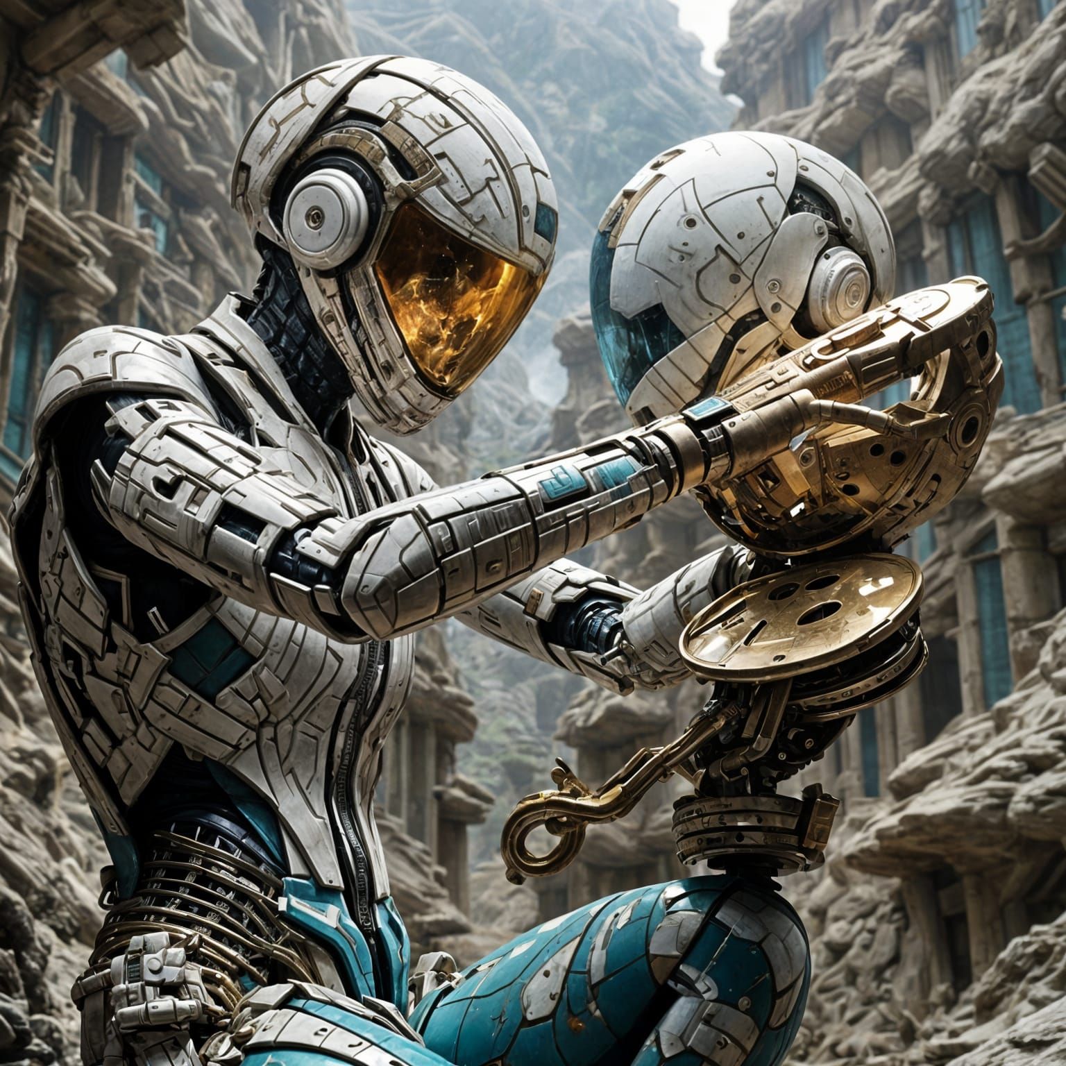 Meticulous Hands in a Futuristic Machineyard