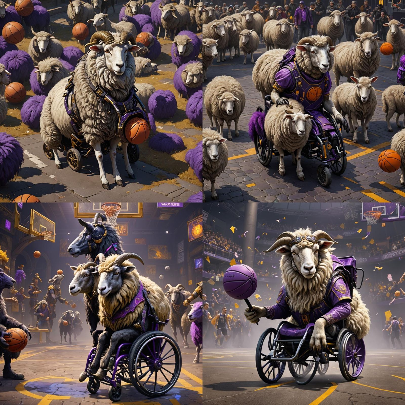 Wheelchair Sheep with Wolf Fur: Dark Fantasy Art
