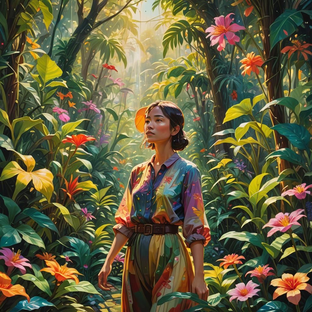 Lush Garden Wanderer in Triadic Colors