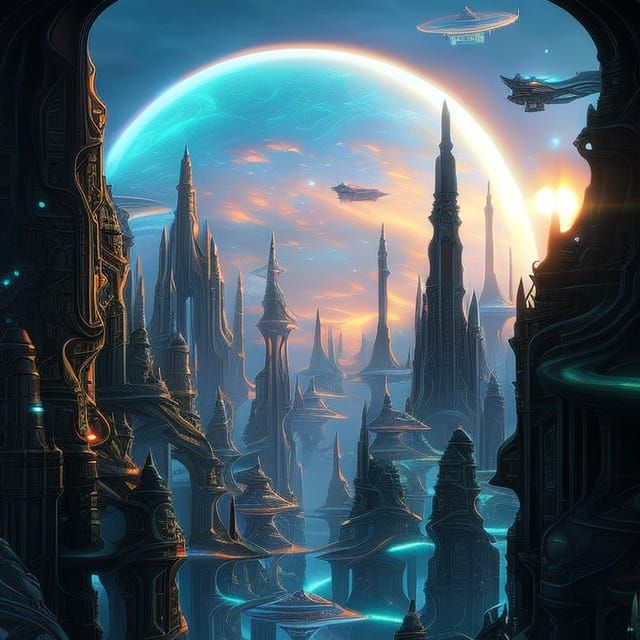 Futuristic Alien City in Photorealistic Style