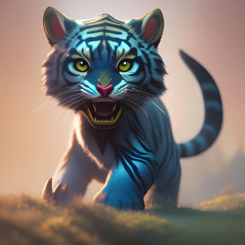 Chibi Chinese Tiger Cub in Fantasy Illustration