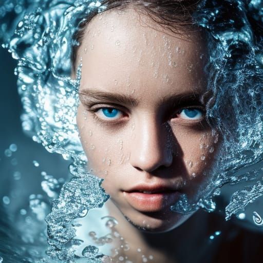 Detailed Water Nymph Portrait in Dynamic Lighting