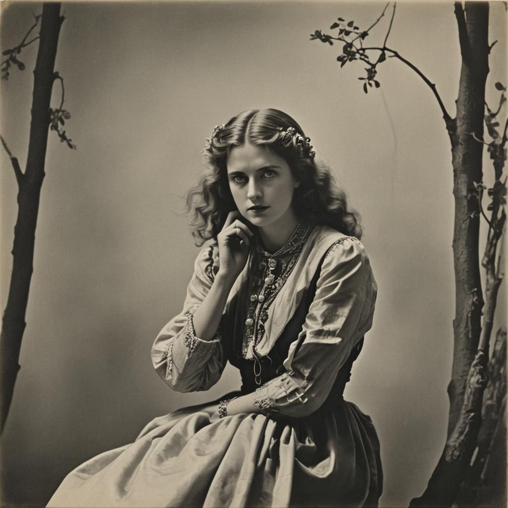 Elegant Woman in Feathered Hat, Soft Focus Photography