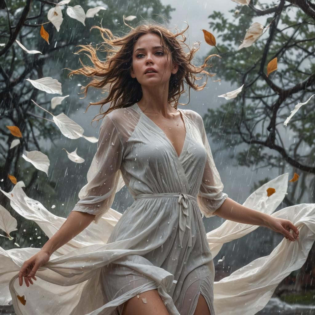 Woman in Storm: Cinematic Art Portrait