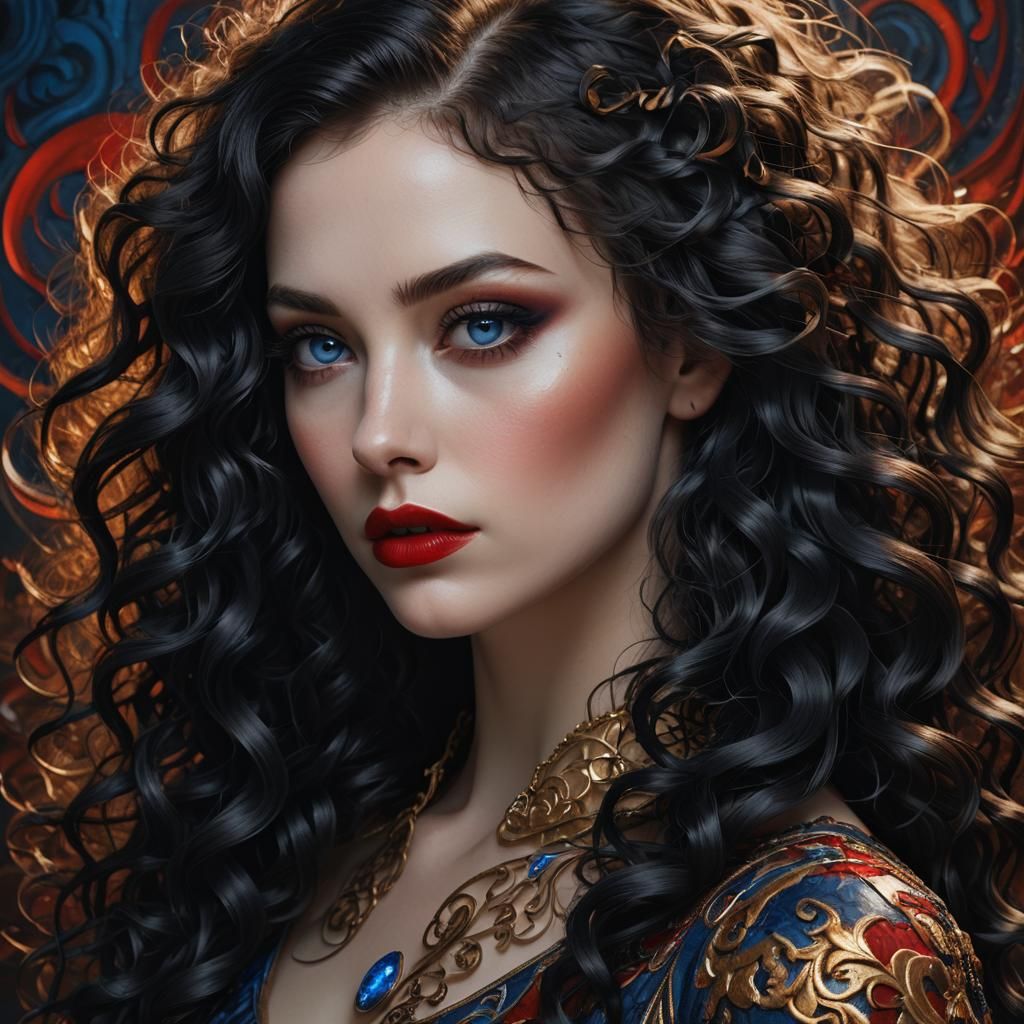 Dramatic Portrait of Woman with Black Hair