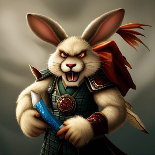 Furry Samurai Rabbit with Sword