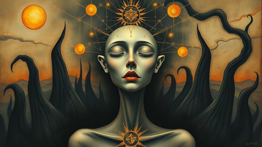 Mystical Androgynous Figure in Surrealist Dreamscape