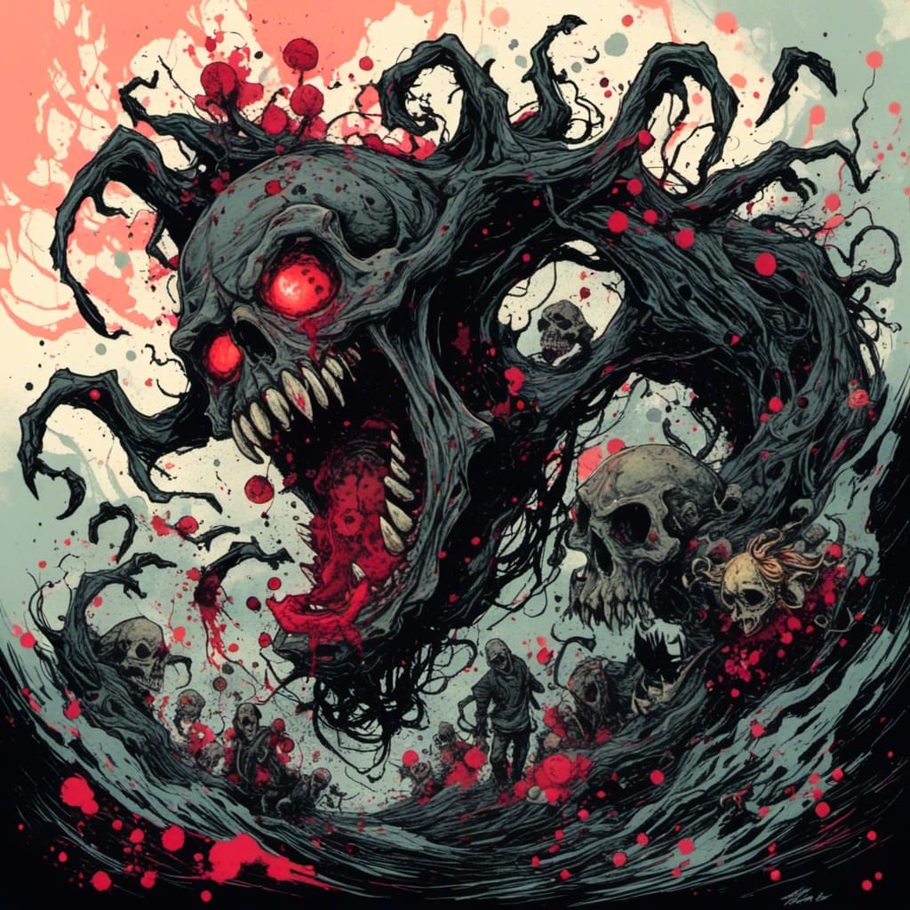 Epic Zombie Horde in Twisted Ink Style