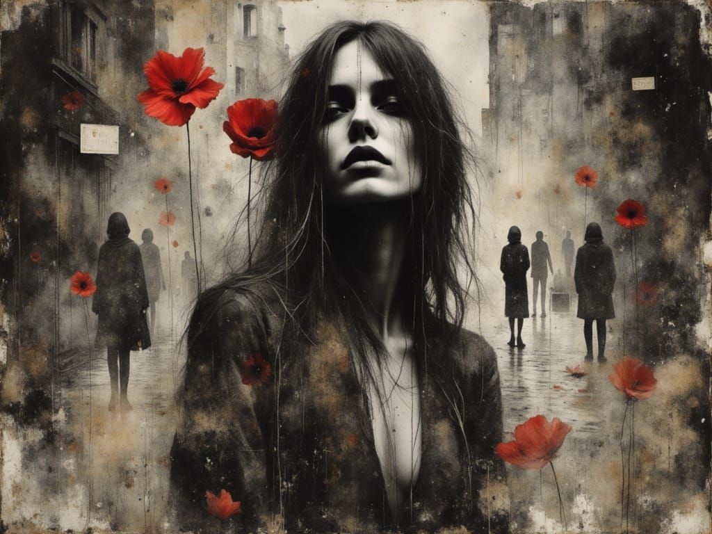 Surreal Female Figure in Watercolor and Alcohol Ink