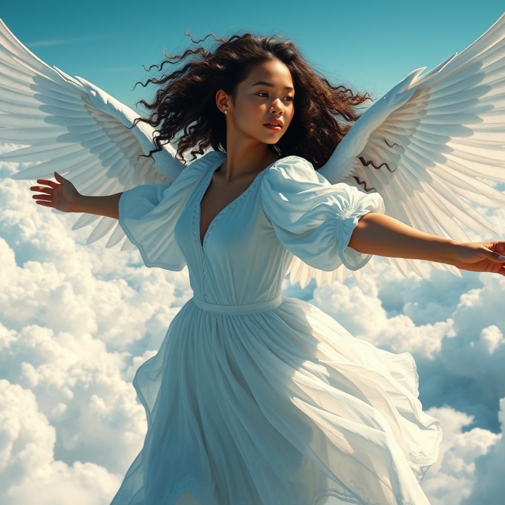 Spreading my wings behind me and flying amidst white clouds!