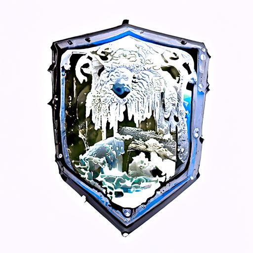 Icy Shield with Polar Bear Crest in Art Nouveau Style