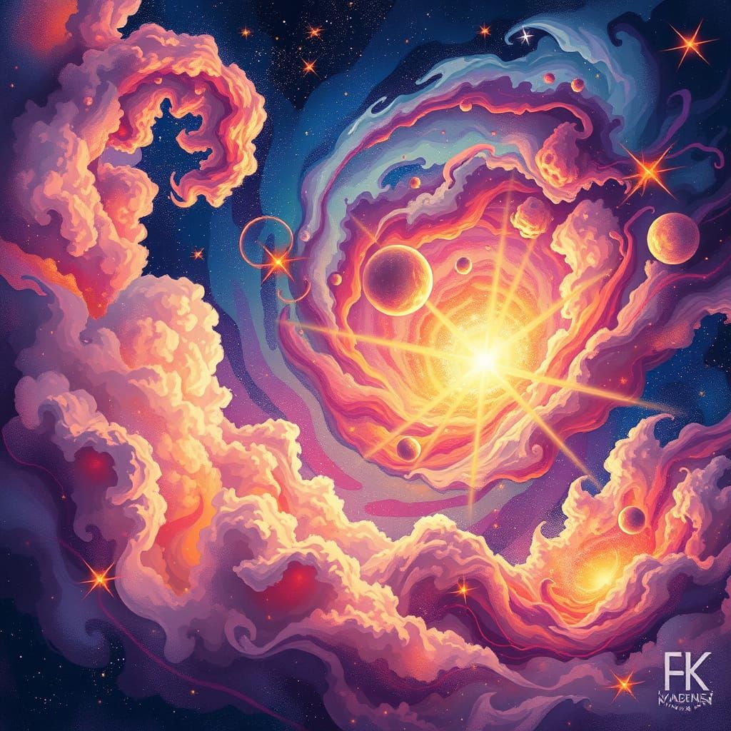 Vibrant Cosmic Bloom with Astral Patterns in 8K