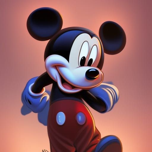 Hyperdetailed Mickey Mouse Portrait in Art Nouveau Style