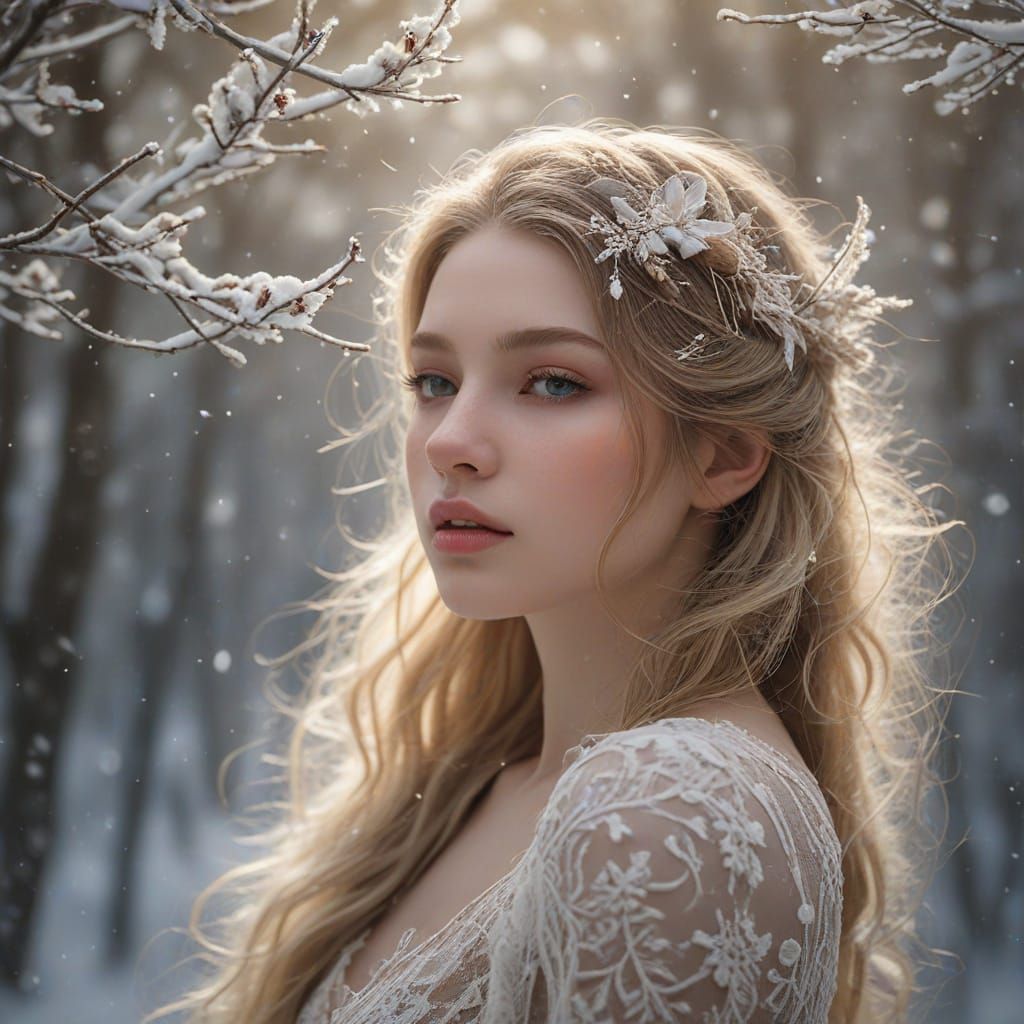 Soft Fantasy Art in a Serene Moonlit Forest