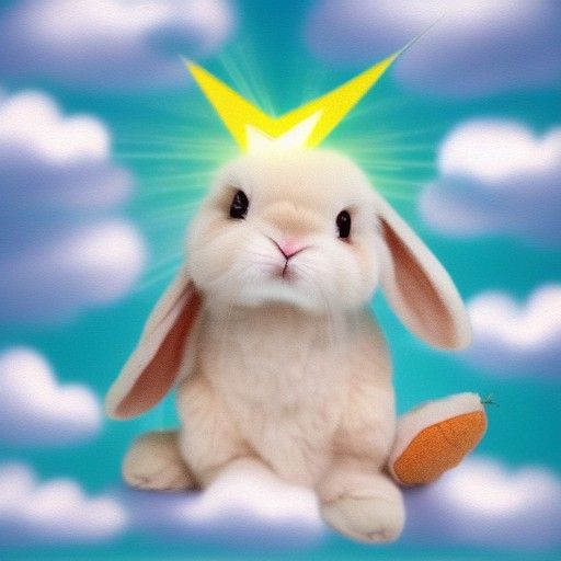 Bunny in Clouds with Lightning and Sunshine