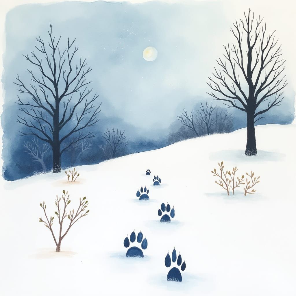 Watercolor Winter Wonderland Pawprints