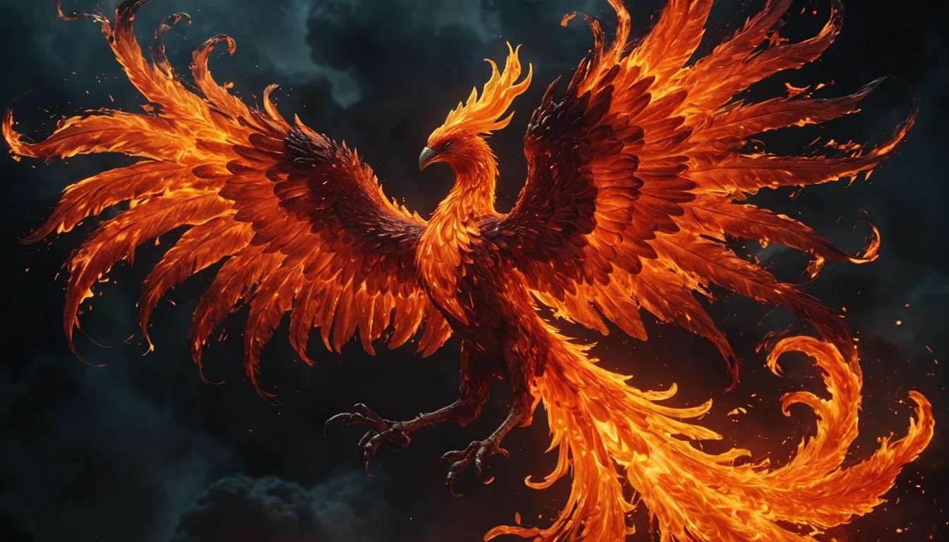 Fiery Phoenix with Lava Body in Surreal Style