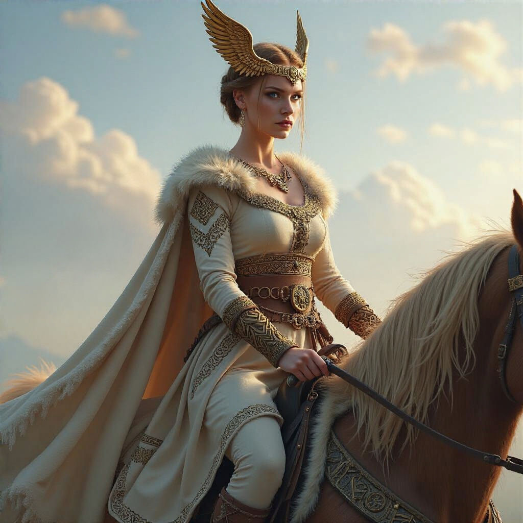 Viking Battle Goddess Geirahod on Winged Horse