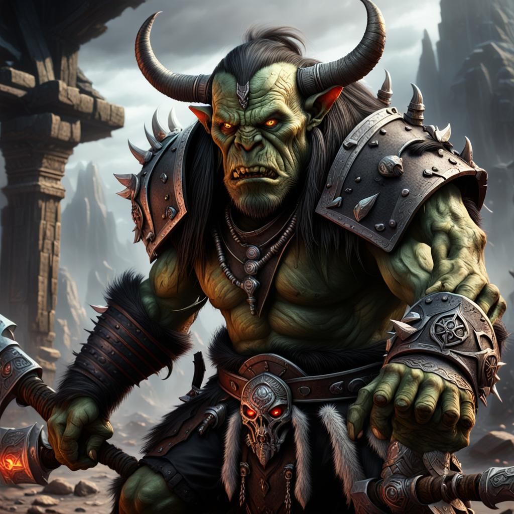 Orc Tiefling Fusion: A Photorealistic Digital Masterpiece