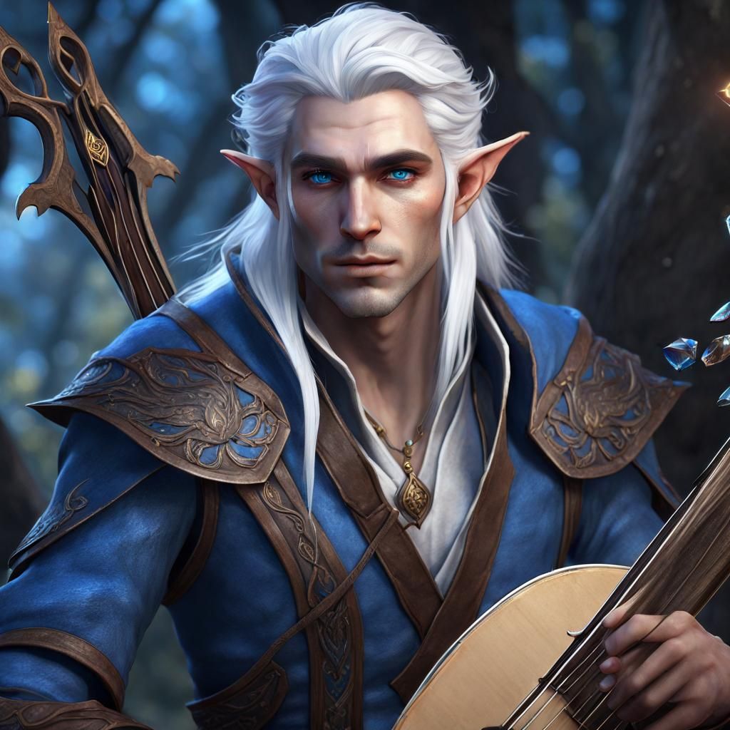 Half-Elf Bard in Detailed Fantasy Art
