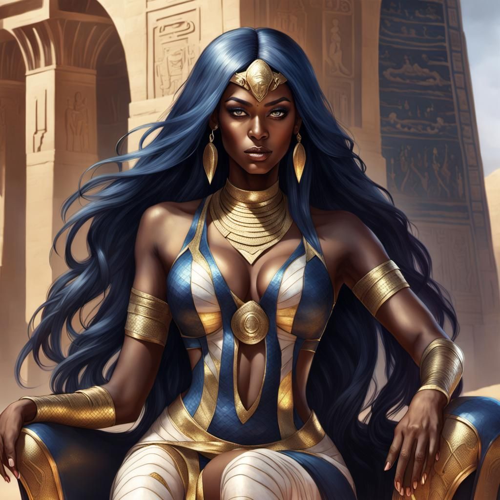 Lamia Queen Overlooking Desert City in Hyperrealistic Style