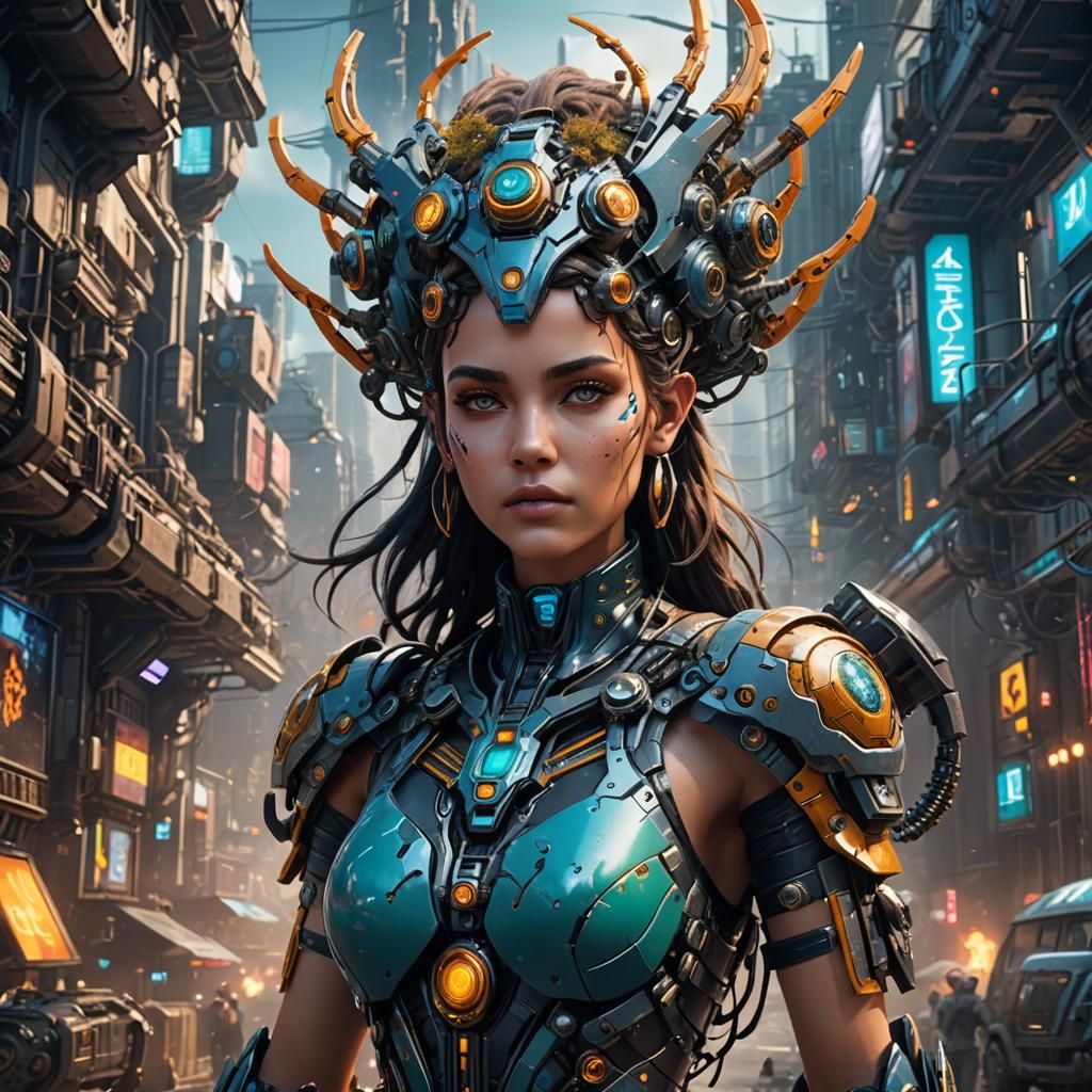 Biopunk Goddess in Futuristic Fantasy Art